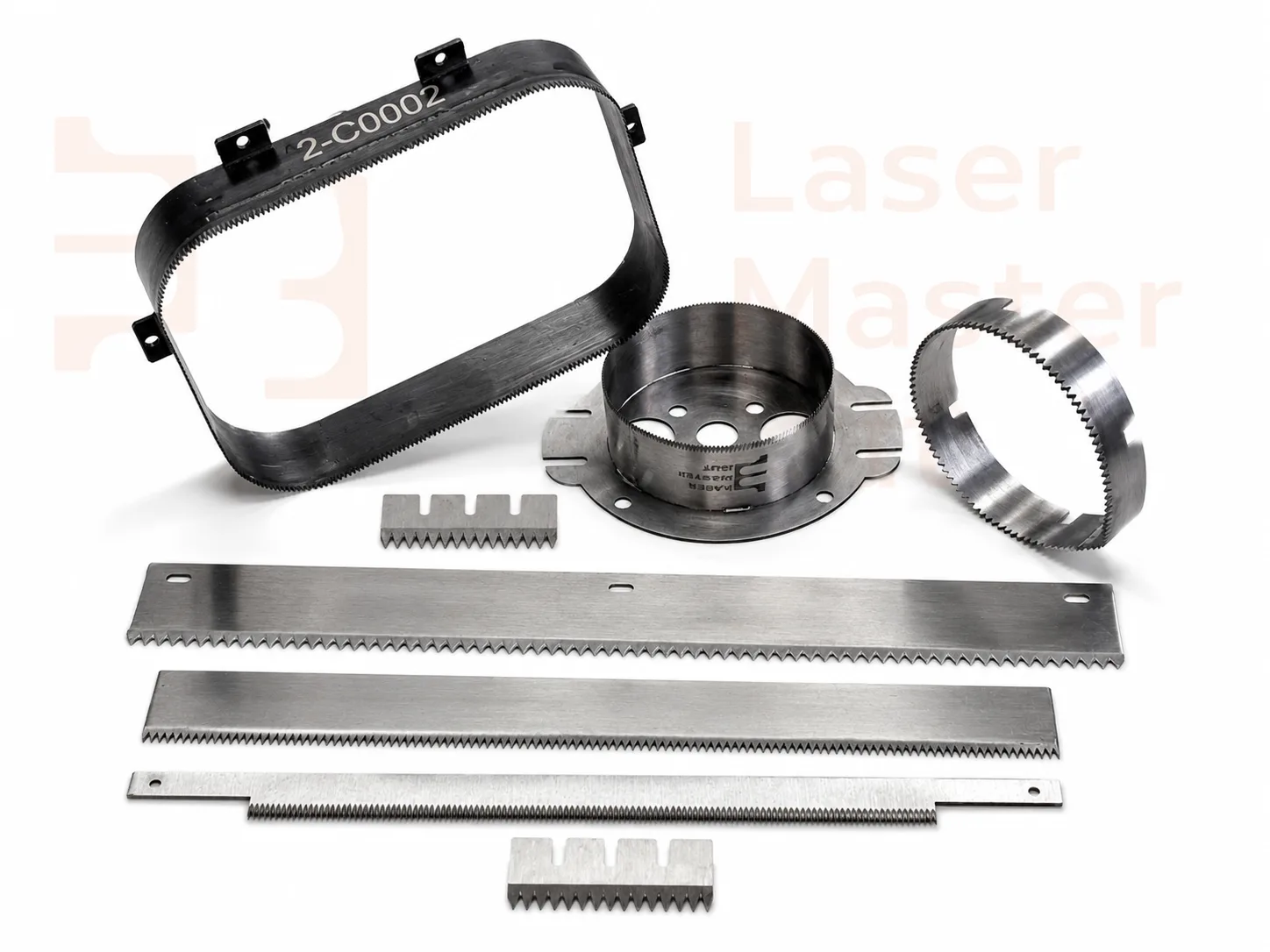 Conjunto de facas e lâminas industriais produzidas sob medida pela Laser Master Cut